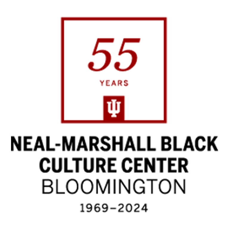 Logo for the 55th anniversary of the Neal-Marshall Black Culture Center in Bloomington, Indiana. It features the number 55, the IU trident, and the center's name.